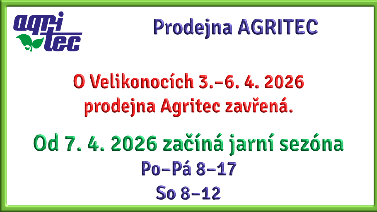 Prodejna Agritec - Velikonoce 2026 zavřeno