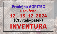 Prodejna Agritec - inventura 12.–13.12.2024